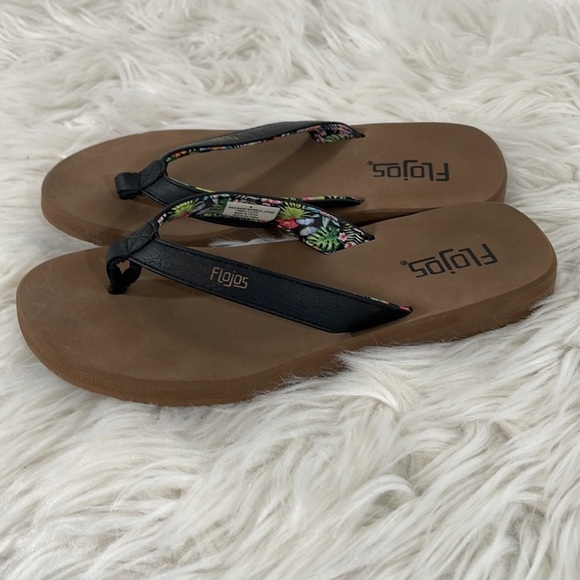 Flojos Ladies' Brown & Black Flip Flop Lightweight Thong Sandals Size 6 - Picture 6 of 10